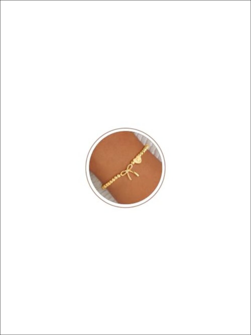 Bow Initial Bracelet 14k Gold Plated Women Stretch